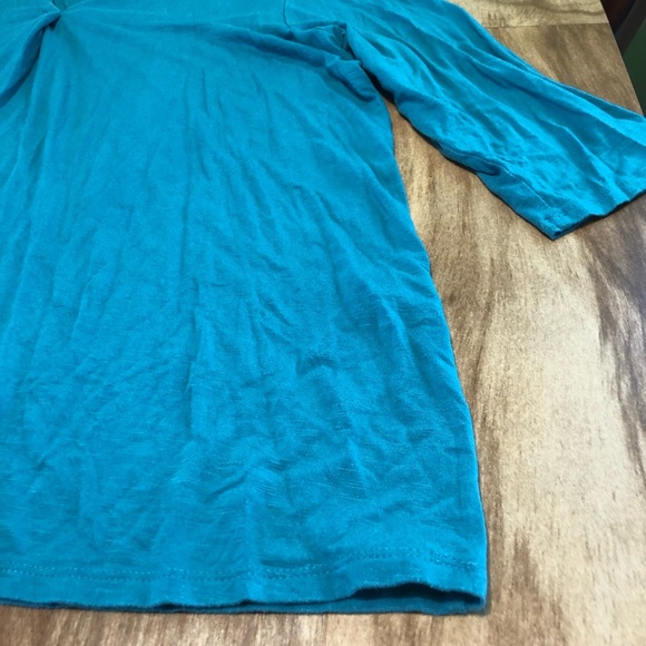 J Jill Wearever Collection 3/4 Sleeve Stretch Blue Pleat V-Neck Womens XL Petite - Picture 2 of 8